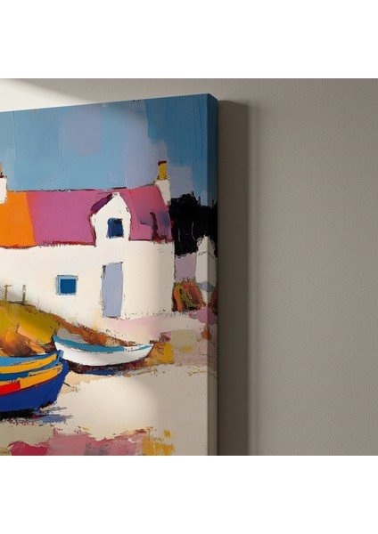 Kıyı Evi ve Tekneler Soyut Tablosu indirimleri