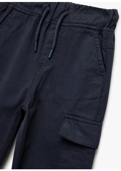 Pamuklu Gabardin Beli Bağcıklı Kargo Pantolon modelleri
