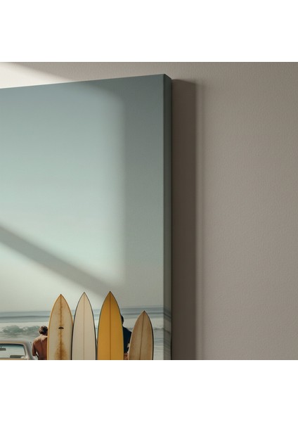 Plaj Günbatımı Manzaralı Retro Araba Tablosu indirimleri