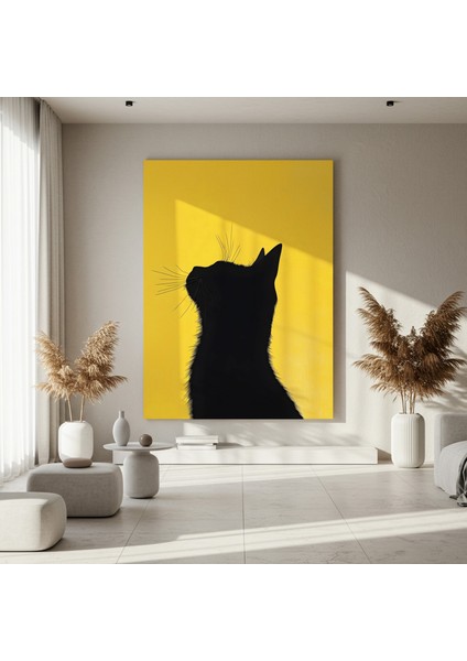 Siyah Kedi Silüeti Soyut Sanat Tablosu fırsatları