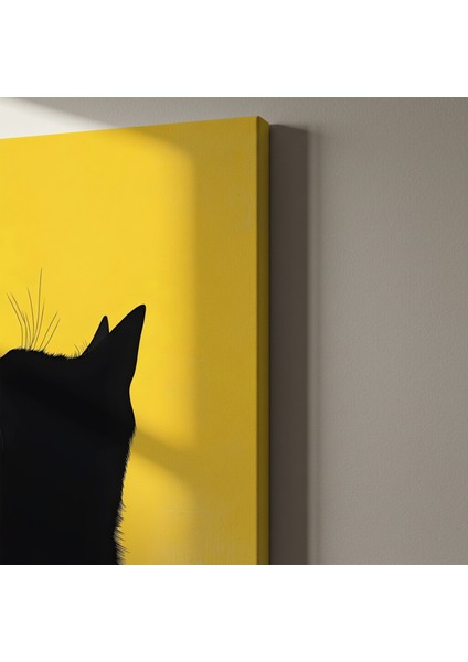 Siyah Kedi Silüeti Soyut Sanat Tablosu indirimleri