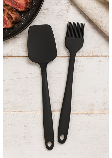 Yanmaz Yapışmaz Large Spatula ve Yumurta Fırçası Büyük Boy Spatula Se