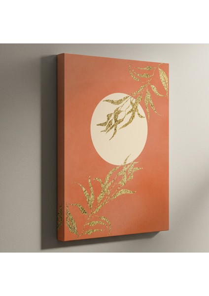 Altın Varaklı Bitkisel Soyut Tablo