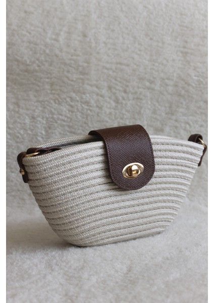 Gabri Kapaklı Hasır Çapraz Çanta Vizon fiyatları