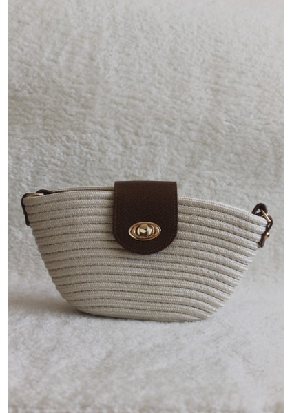 Gabri Kapaklı Hasır Çapraz Çanta Vizon modelleri