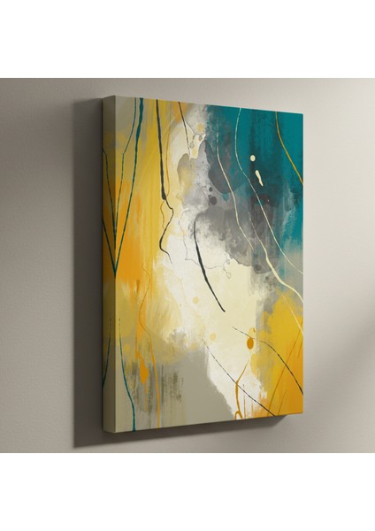 Soyut Sarı ve Yeşil Tonlarında Modern Sanat Tablosu