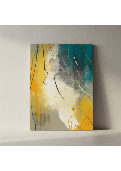 Soyut Sarı ve Yeşil Tonlarında Modern Sanat Tablosu fiyatları