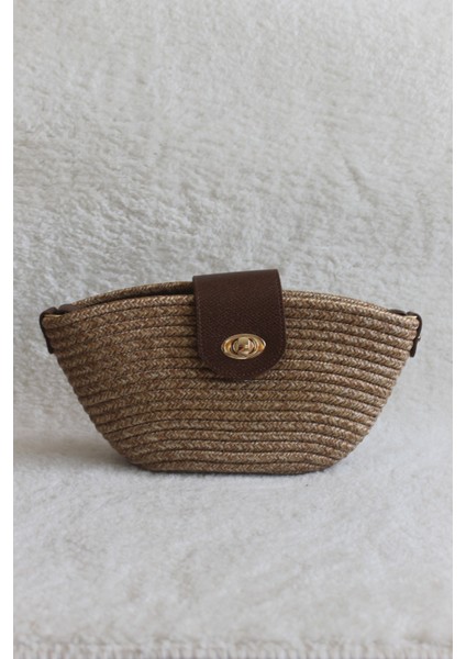 Gabri Kapaklı Hasır Çapraz Çanta Vizon modelleri