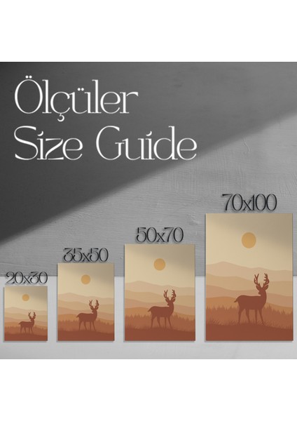 Minimalist Geyik Silüeti Tablosu modelleri
