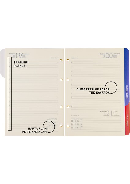 2026 YENİ YIL Günlük Çizgili Ajanda Suni Deri 4 Halkalı Organizer Ajanda iç Ajanda Ölçüsü 15*21 cm Lila indirimleri