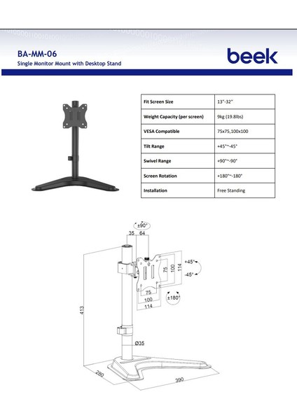 Tek Ekran Taşıyabilen Askı Aparatı fiyatları