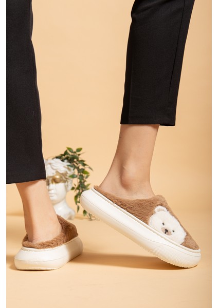 Kadın Ayıcık Desenli Peluş Yumuşak Hafif Ses Yapmayan Kaymaz Eva Taban Kışlık Ev Terliği fırsatları