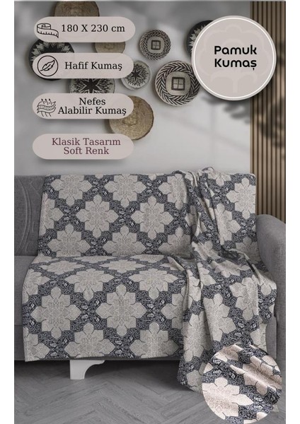Tek Kişilik Baskılı Pike Koltuk Örtüsü Breeze 180X230 cm