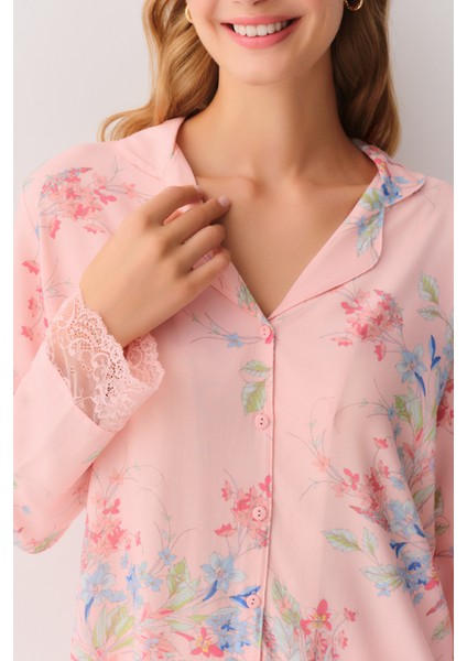 Flower Gömlek Yaka Pijama Takımı modelleri