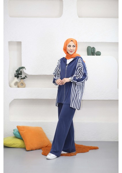 Yan Çizgili Pantolonlu Takım modelleri