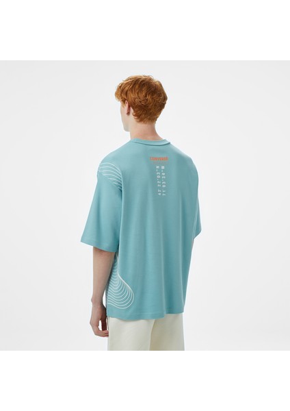 Star Chevron Oversize Fit Baskılı Erkek Mavi T-Shirt fiyatları