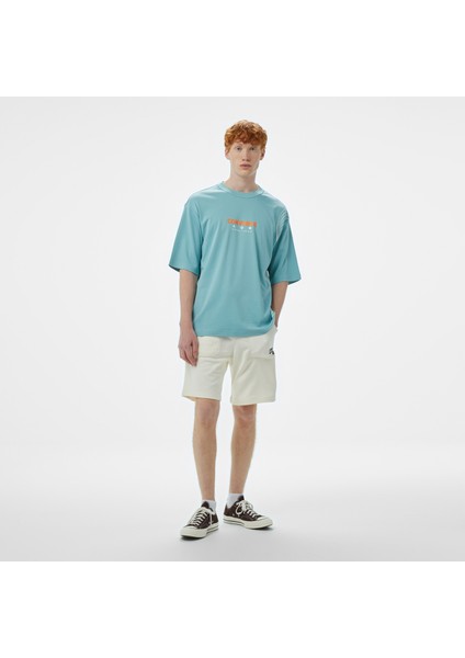 Star Chevron Oversize Fit Baskılı Erkek Mavi T-Shirt modelleri