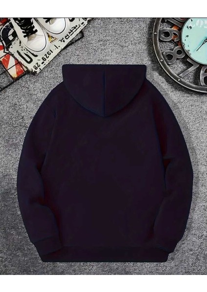 Puzzle Kalp Baskılı Kapüşonlu Cepli Pamuklu Lacivert Sweatshirt fiyatları