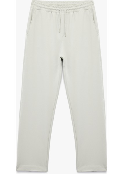 Pamuklu Biyeli Cep Detaylı Beli Bağcıklı Eşofman Altı