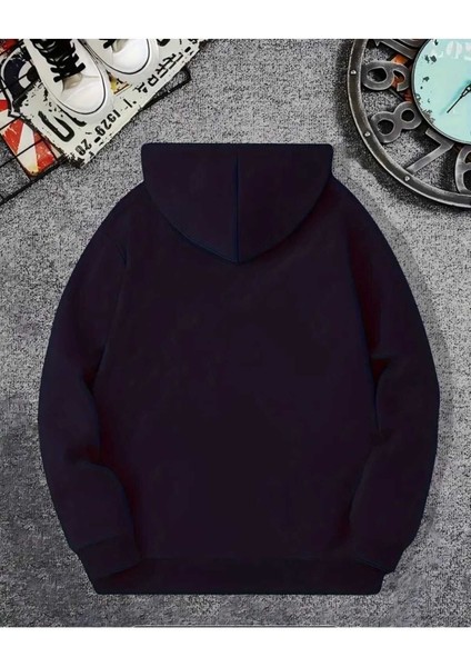 Yıldız Kot Hoodie Baskılı Kapüşonlu Cepli Içi Yünlü Lacivert Sweatshirt fiyatları