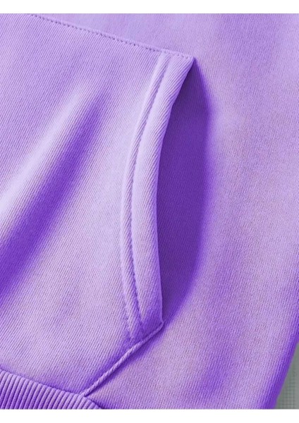 Couple Ayılar Baskılı Kapüşonlu Cepli Pamuklu Lila Sweatshirt fırsatları