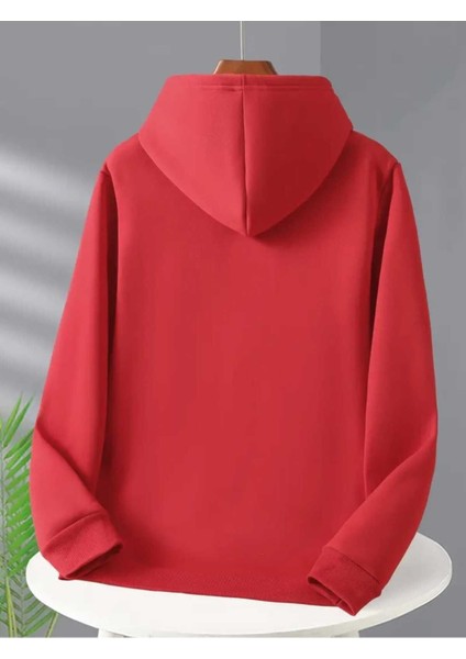 Whatever Baskılı Kapüşonlu Cepli Pamuklu Kırmızı Sweatshirt fiyatları