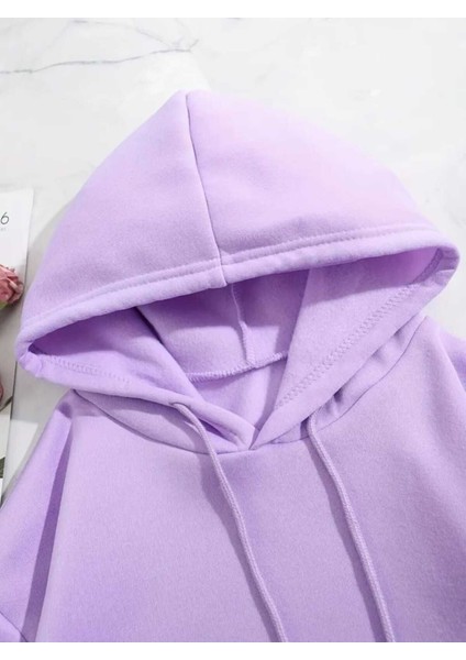 Artric Monkeys Baskılı Kapüşonlu Cepli Içi Yünlü Lila Sweatshirt modelleri