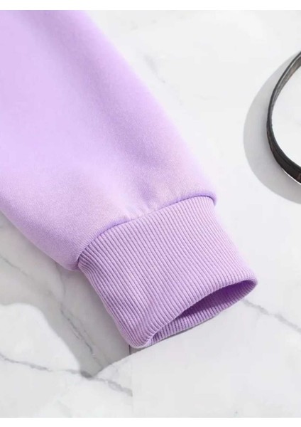 Artric Monkeys Baskılı Kapüşonlu Cepli Içi Yünlü Lila Sweatshirt fırsatları