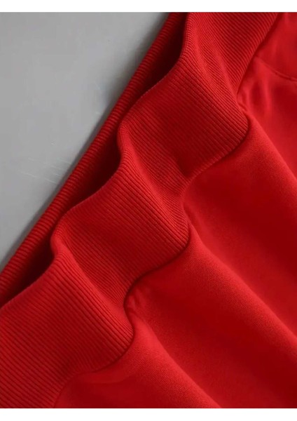 Bisiklet Kalp Ritim Baskılı Kapüşonlu Cepli Pamuklu Kırmızı Sweatshirt fırsatları
