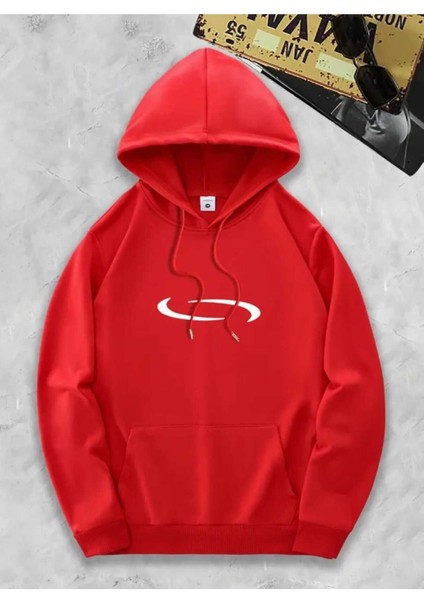 I Am Music Arka Baskılı Kapüşonlu Cepli Pamuklu Kırmızı Sweatshirt fiyatları