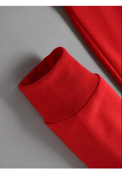 I Am Music Arka Baskılı Kapüşonlu Cepli Pamuklu Kırmızı Sweatshirt fırsatları