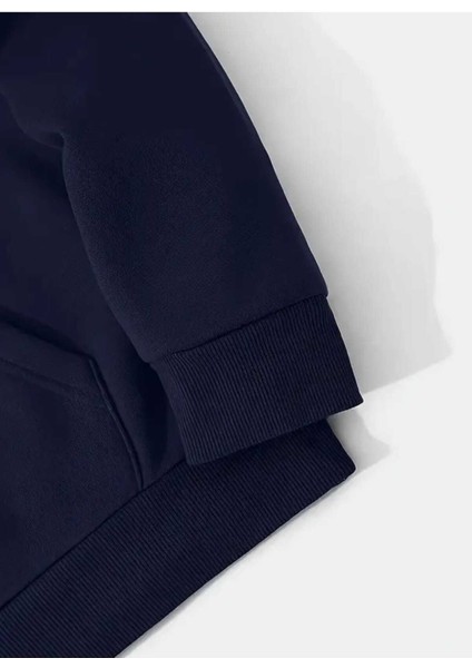 Aot Keşif Birliği Arka Göğüs Baskılı Kapüşonlu Cepli Içi Yünlü Lacivert Sweatshirt modelleri