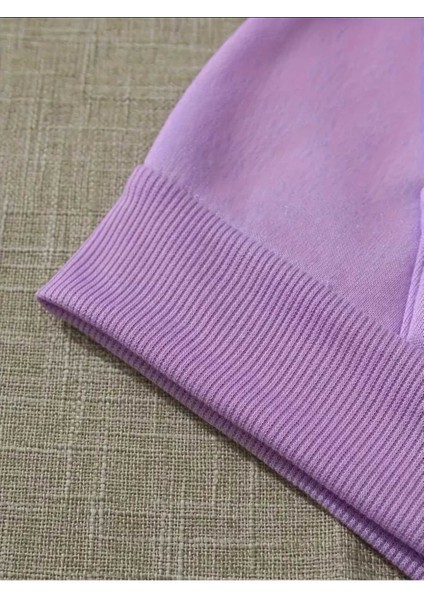 Kurukafa Vişne Baskılı Kapüşonlu Cepli Içi Yünlü Lila Sweatshirt indirimleri