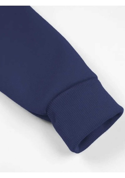 Parlak Kelebek Baskılı Kapüşonlu Cepli Pamuklu Lacivert Sweatshirt fırsatları
