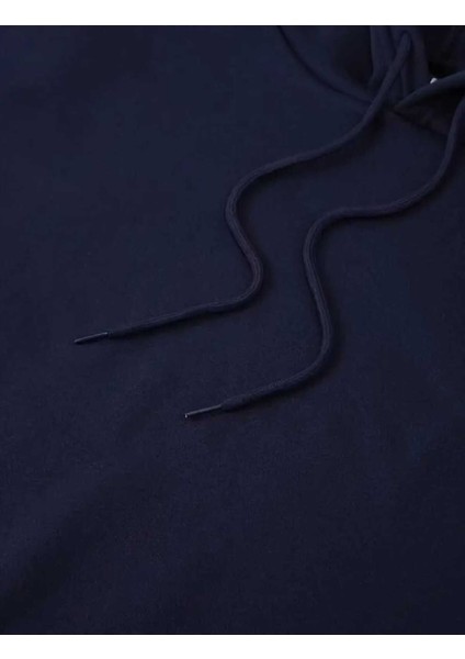 Big Wolt Baskılı Kapüşonlu Cepli Içi Yünlü Lacivert Sweatshirt modelleri