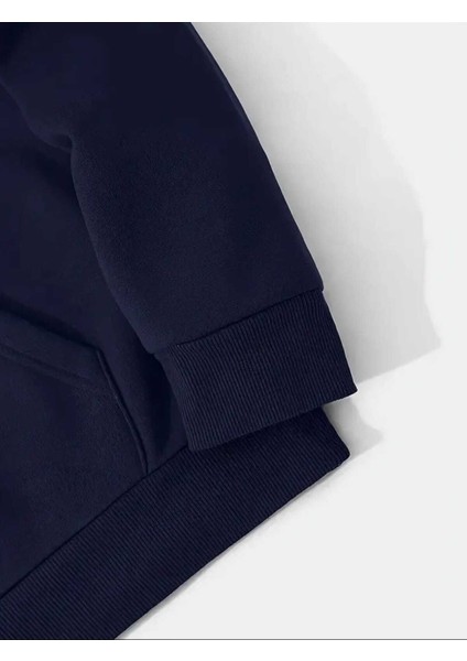 Bear Relax Baskılı Kapüşonlu Cepli Pamuklu Lacivert Sweatshirt fırsatları