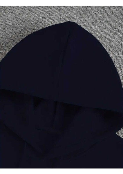 New York Pop Baskılı Kapüşonlu Cepli Içi Yünlü Lacivert Sweatshirt modelleri