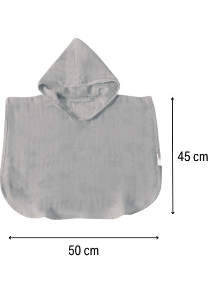 Organik Pamuk Kapşonlu Plaj Çocuk Bebek Panço Bornoz Banyo Havlu Kapüşonlu 0-2 yaş panço Boy 45cm En 50cm