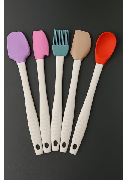 Yuvarlak Dilimli Kek Kalıbı ve 5li Plastik Saplı Mini Spatula Fırça Seti modelleri