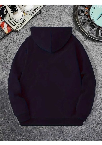 Patili Kalp Baskılı Kapüşonlu Cepli Içi Yünlü Lacivert Sweatshirt fiyatları