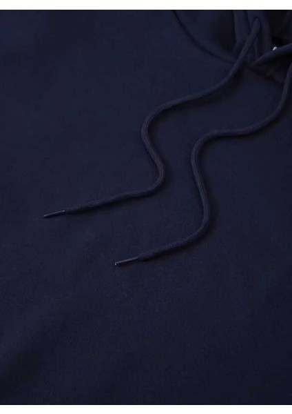 Patili Kalp Baskılı Kapüşonlu Cepli Içi Yünlü Lacivert Sweatshirt fırsatları