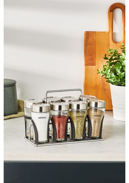 Danica 9'lu Rectangle Standlı Baharat Takımı