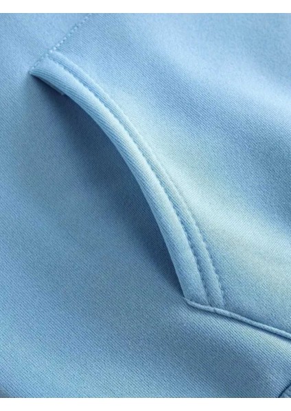 Bubble Milk Baskılı Kapüşonlu Cepli Içi Yünlü Mavi Sweatshirt indirimleri