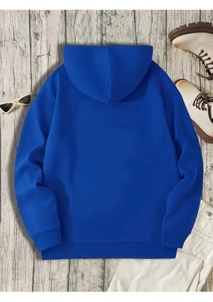Gamer Baskılı Kapüşonlu Cepli Pamuklu Mavi Sweatshirt fiyatları