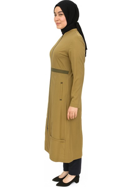 Yeşil Uzun Kap - Fermuarlı ve Şık Tesettür Dış Giyim Kadın Ferace fiyatları