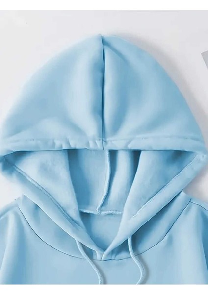 Black History Baskılı Kapüşonlu Cepli Içi Yünlü Mavi Sweatshirt modelleri