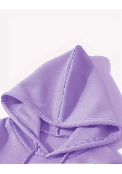 Teacher Baskılı Kaoüşonlu Cepli Pamuklu Lila Sweatshirt modelleri