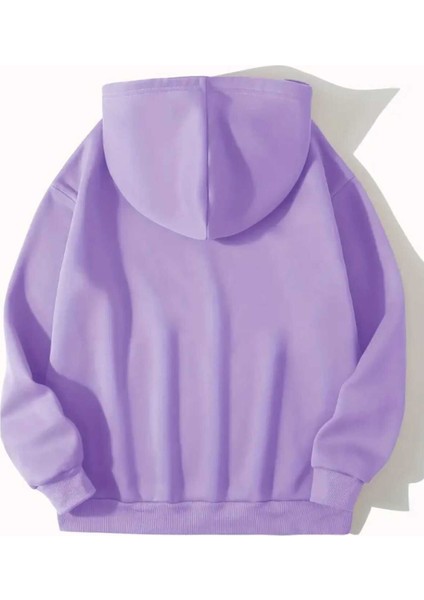 Couple Cat Baskılı Kapüşonlu Cepli Pamuklu Lila Sweatshirt fiyatları