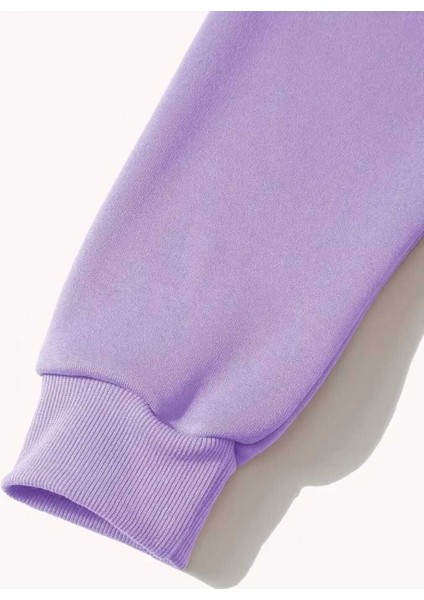Couple Cat Baskılı Kapüşonlu Cepli Pamuklu Lila Sweatshirt fırsatları