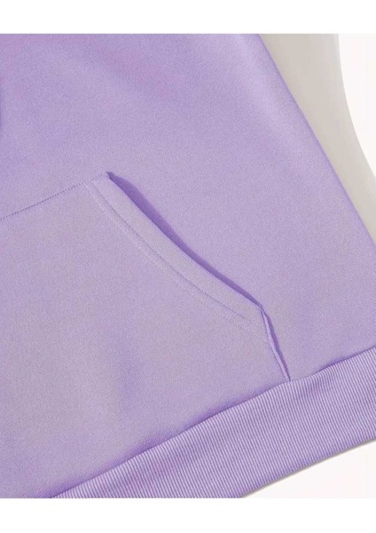 Couple Cat Baskılı Kapüşonlu Cepli Pamuklu Lila Sweatshirt indirimleri